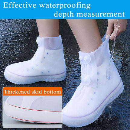 Rain Boot Covers Waterproof Shoe Silicone Protector Overshoes Sand Control Non-Slip Foldable Reusable Galoshes for Men Women Rainy Outdoor Cycling Fishing Camping White XL