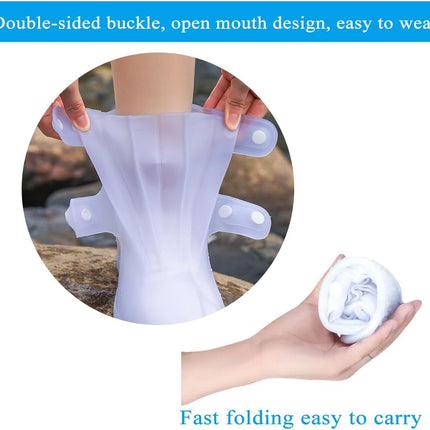 Rain Boot Covers Waterproof Shoe Silicone Protector Overshoes Sand Control Non-Slip Foldable Reusable Galoshes for Men Women Rainy Outdoor Cycling Fishing Camping White XL