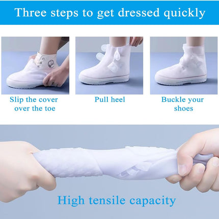 Rain Boot Covers Waterproof Shoe Silicone Protector Overshoes Sand Control Non-Slip Foldable Reusable Galoshes for Men Women Rainy Outdoor Cycling Fishing Camping White XL