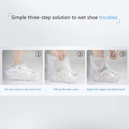 Rain Boot Waterproof Shoes Covers, Sand Control Non-Slip Shoe Cover Galoshes, PVC Rubber Sole Reusable Snow Boots Overshoes for Cycling Outdoor Camping Fishing Garden Travel (XXL, Transparent)