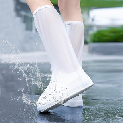 Waterproof Rain Shoe Cover Reusable Non-Slip Rainproof Boot Covers with Zipper Slip Resistance Overshoes Mud Snow Protector Hiking Climbing Camping Outdoor Sports Travel White X-Large