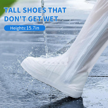 Waterproof Rain Shoe Cover Reusable Non-Slip Rainproof Boot Covers with Zipper Slip Resistance Overshoes Mud Snow Protector Hiking Climbing Camping Outdoor Sports Travel White X-Large