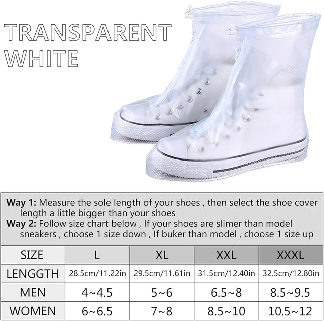 Rain Shoe Covers- Waterproof Sand Control Non-Slip Overshoes Covers Women Men Kids Outdoor Foldable Reusable PVC Rubber Sole Medium Top - XX-Large