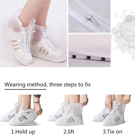 Rain Shoe Covers- Waterproof Sand Control Non-Slip Overshoes Covers Women Men Kids Outdoor Foldable Reusable PVC Rubber Sole Medium Top - XX-Large