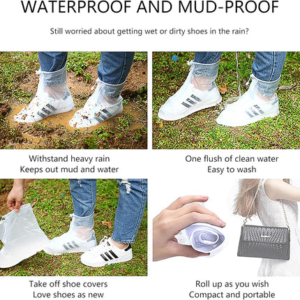 Rain Shoe Covers- Waterproof Sand Control Non-Slip Overshoes Covers Women Men Kids Outdoor Foldable Reusable PVC Rubber Sole Medium Top - XX-Large