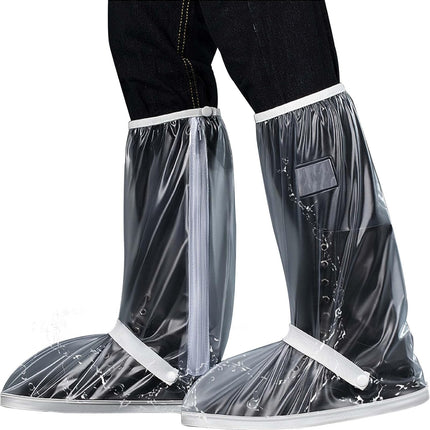 Waterproof Rain Shoe Covers Men Reusable Foldable Snow Boot with Reflector Non Slip Protector for Raining Day,Cycling,Gardening,Fishing,Hiking, Farming Transparent X-Large