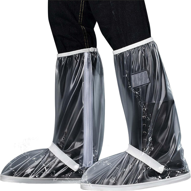 Waterproof Rain Shoe Covers Men Reusable Foldable Snow Boot with Reflector Non Slip Protector for Raining Day,Cycling,Gardening,Fishing,Hiking, Farming Transparent X-Large