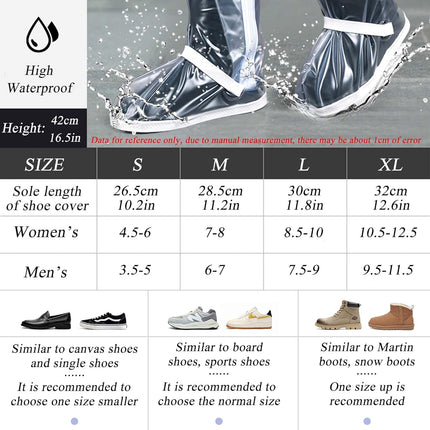 Waterproof Rain Shoe Covers Men Reusable Foldable Snow Boot with Reflector Non Slip Protector for Raining Day,Cycling,Gardening,Fishing,Hiking, Farming Transparent X-Large