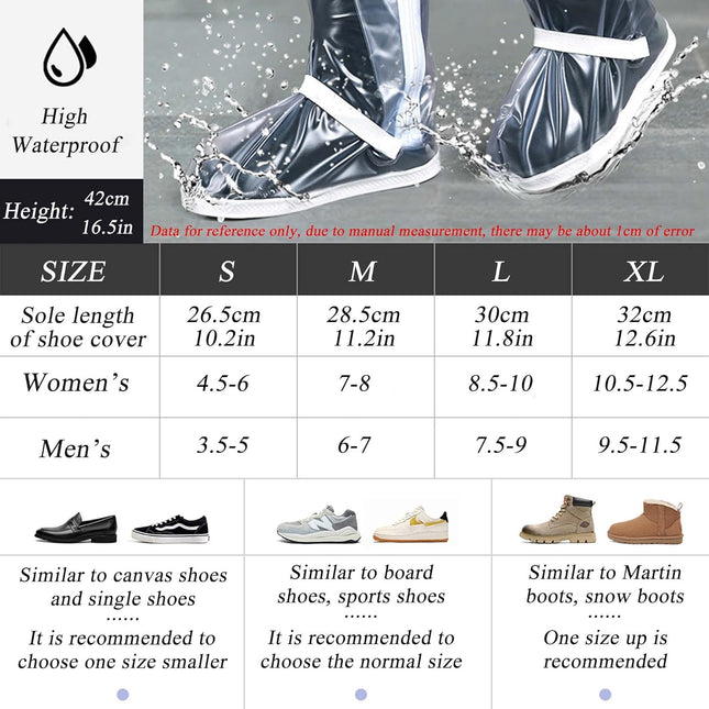 Waterproof Rain Shoe Covers Men Reusable Foldable Snow Boot with Reflector Non Slip Protector for – product detail