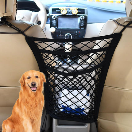 Dog Pet Net Barrier with Auto Safety Mesh Organizer Universal for Cars, SUVs -Easy Install,Car Divider & Storage Bag, Car Driving Safely Children Pets(Black-3 Layer) -