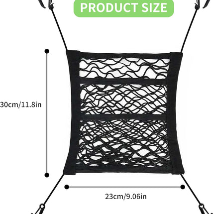 Dog Pet Net Barrier with Auto Safety Mesh Organizer Universal for Cars, SUVs -Easy Install,Car Divider & Storage Bag, Car Driving Safely Children Pets(Black-3 Layer) -