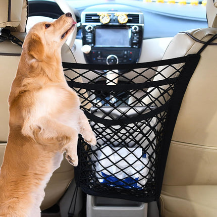 Dog Pet Net Barrier with Auto Safety Mesh Organizer Universal for Cars, SUVs -Easy Install,Car Divider & Storage Bag, Car Driving Safely Children Pets(Black-3 Layer) -
