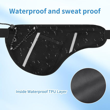 Men Women Sports Running Waist Bag, Waterproof Fanny Packs with Adjustable Belt, Pack Bag Water Bottle Holde for Hiking Walking Biking GSP8807-Black -