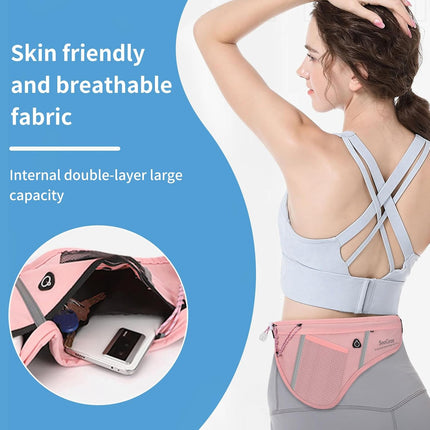 Men Women Sports Running Waist Bag, Waterproof Fanny Packs with Adjustable Belt, Pack Bag Water Bottle Holde for Hiking Walking Biking GSP8807-Black -
