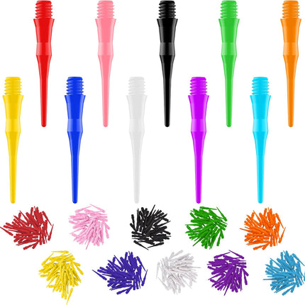 2BA Thread Soft Tip Dart Points 500 Pack, 10 Colors, Plastic Tips Replacement,Darts Accessories 500pcs -