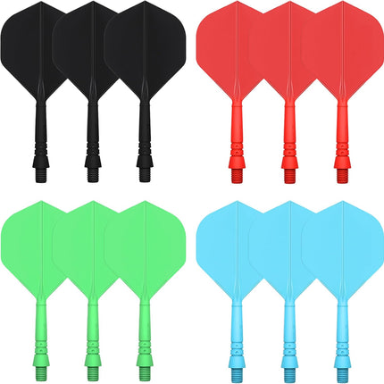 Integrated Dart Shaft and Flights Standard Shape,Black/Red/Blue/Green,4 Set (12pcs) 2BA -