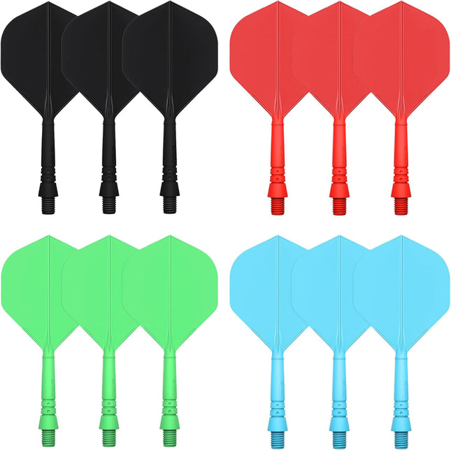 Integrated Dart Shaft and Flights Standard Shape Black/Red/Blue/Green 4 Set (12pcs) 2BA V1259-DP01-A-5703