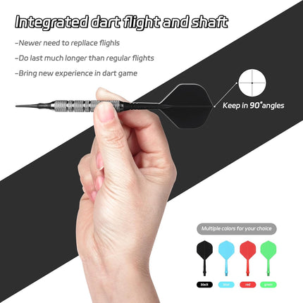 Integrated Dart Shaft and Flights Standard Shape,Black/Red/Blue/Green,4 Set (12pcs) 2BA -