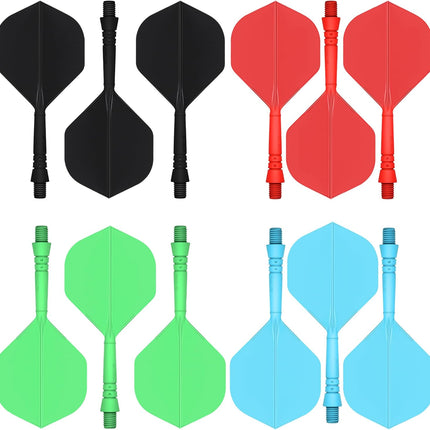 Integrated Dart Shaft and Flights Standard Shape,Black/Red/Blue/Green,4 Set (12pcs) 2BA -