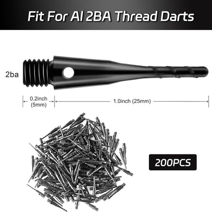 Darts Soft Tip,2BA Thread Tip Dart Point 200 Pack, Plastic Points, Sets, Accessory -