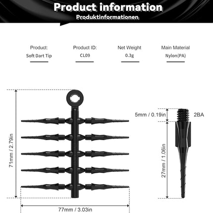 Fit Point Plus Tip | Soft Dart Points 2BA Thread Accessory 50 Count -