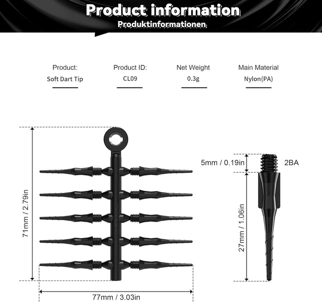 Fit Point Plus Tip Soft Dart Points 2BA Thread Accessory 50 Count – product detail