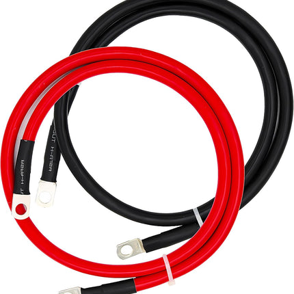 4 AWG Battery Cable,3FT Cables,With 5/16" Ring Terminals for Solar, RV, Auto, Marine Car, Boat -