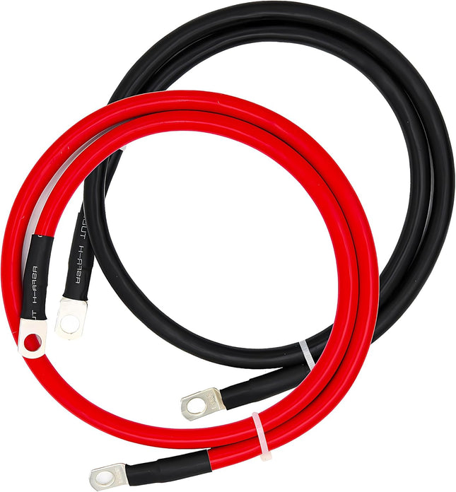 4 AWG Battery Cable 3FT Cables With 5/16 Ring Terminals for Solar RV Auto Marine Car Boat in Black/Red