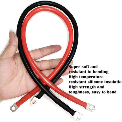 4 AWG Battery Cable,3FT Cables,With 5/16" Ring Terminals for Solar, RV, Auto, Marine Car, Boat -
