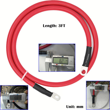 4 AWG Battery Cable,3FT Cables,With 5/16" Ring Terminals for Solar, RV, Auto, Marine Car, Boat -
