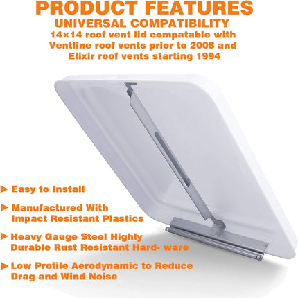 14" Rv Vent Covers for Roof,Rv Cover,Size:14" x 14",For Camper, Trailer, vent cover replacement (2) -