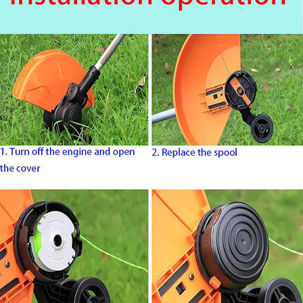 WA0014 Trimmer Line Replacement, for Worx WG168 WG184 WG190 WG191 Weed Eater String Edger - 20 ft 0.080" with WA0037 Cap Covers (8 spools, 2 Cap)