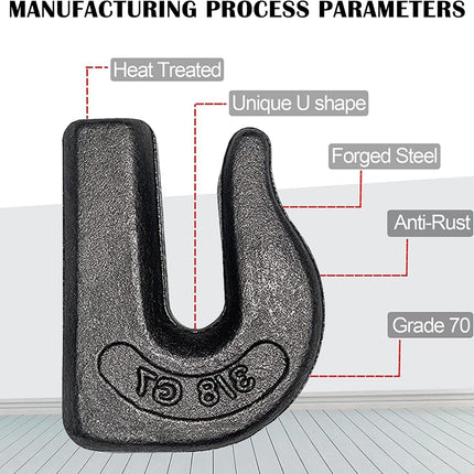 Weld On Grab Chain Hook,3/8" Hooks,Grade 70 Load Limit: 6600 lbs,for Welded onto Tractors or excavators -