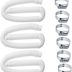 Pool Hoses for Above Ground Pools 1.25 x 59 Inch Filter Hose Compatible with Intex Pump 607 637 With 8 Metal Clamps (3 Pack) (3)