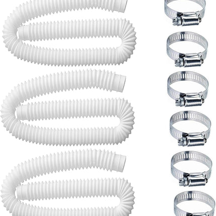 Pool Hoses for Above Ground Pools,1.25 x 59 Inch Filter Hose,Compatible with Intex Pump 607,637 With 8 Metal Clamps (3 Pack) (3) -
