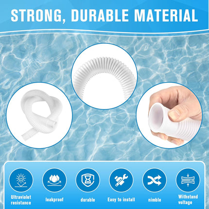 Pool Hoses for Above Ground Pools,1.25 x 59 Inch Filter Hose,Compatible with Intex Pump 607,637 With 8 Metal Clamps (3 Pack) (3) -
