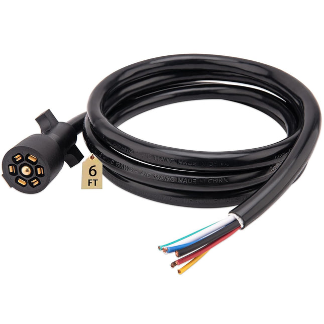 Trailer Wiring Harness 7 Pin Plug 7 Way Wire 6-Feet Designed for RV Trailers caravans Food Vans and Other
