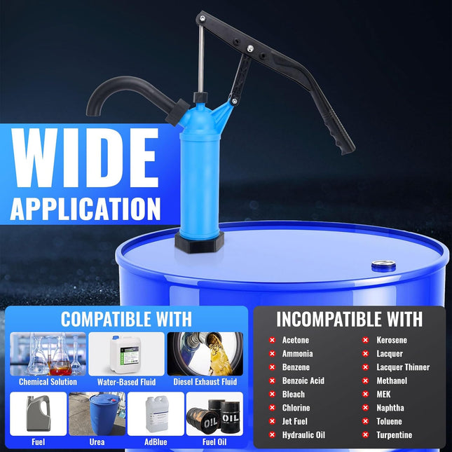 55 Gallon Drum Pump Barrel Pump Manual Lever Action Barrel for Diesel Kerosene Motor Oil Transfer (7131-FANG-2)