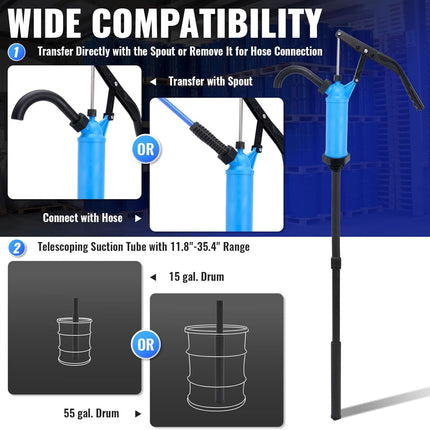 55 Gallon Drum Pump,Barrel Pump Manual Lever Action Barrel for Diesel,Kerosene, Motor Oil Transfer (7131-FANG-2) -