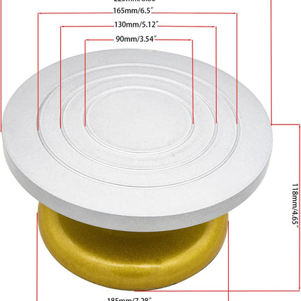 8.6" Pottery Sculpting Wheel, Sculpture Banding Wheel Tool Plastic Steel Turntable Cake Decorating Table Art DIY Baking Cream -