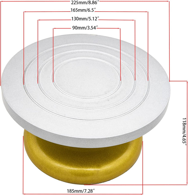 8.6 Pottery Sculpting Wheel Sculpture Banding Wheel Tool Plastic Steel Turntable Cake Decorating Table Art DIY Baking Cream