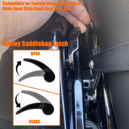 Harley Saddlebag Latches - Perfect Fit, Easy Installation Compatible for Touring Street Glide Electra Road King 2014-2023 (Black) Black