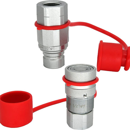 Flat Face Hydraulic Couplers,1/2" Skid Steer Couplers,For Bobcat Case,New Holland,Kubota,Quick Disconnect Coupler,NPT Thread -
