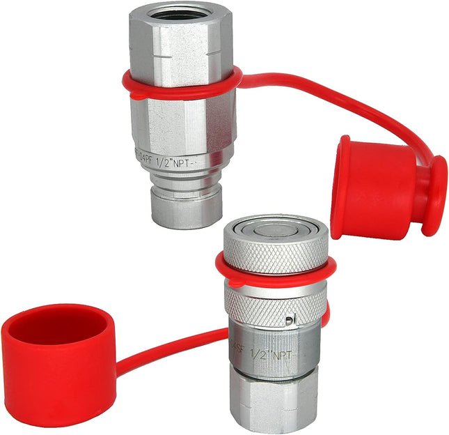Flat Face Hydraulic Couplers 1/2 Skid Steer Couplers For Bobcat Case New Holland Kubota Quick Disconnect Coupler NPT Thread