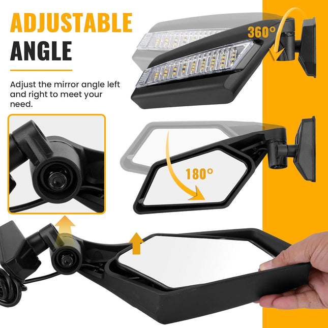 X3 Side Mirrors 360 Degree Adjustable View Mirror Compatible with 2017-2025 Can Am x3 Mirrors/Max RS DS – product detail