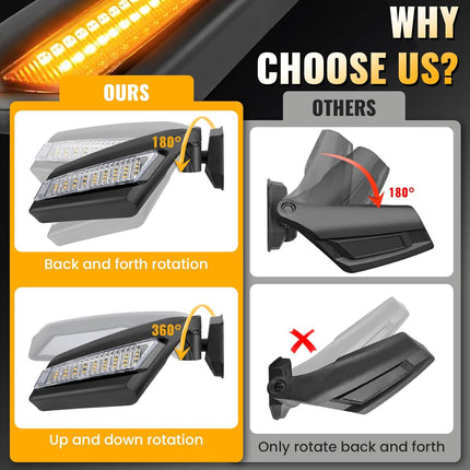 X3 Side Mirrors,360°Adjustable View Mirror,Compatible with 2017–2025 Can Am x3 Mirrors / Max RS DS Turbo RR,OEM# 715002898 (7305) -