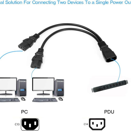 UPS Server Y Splitter C14 to 2 x C13 Power Extension Cable
