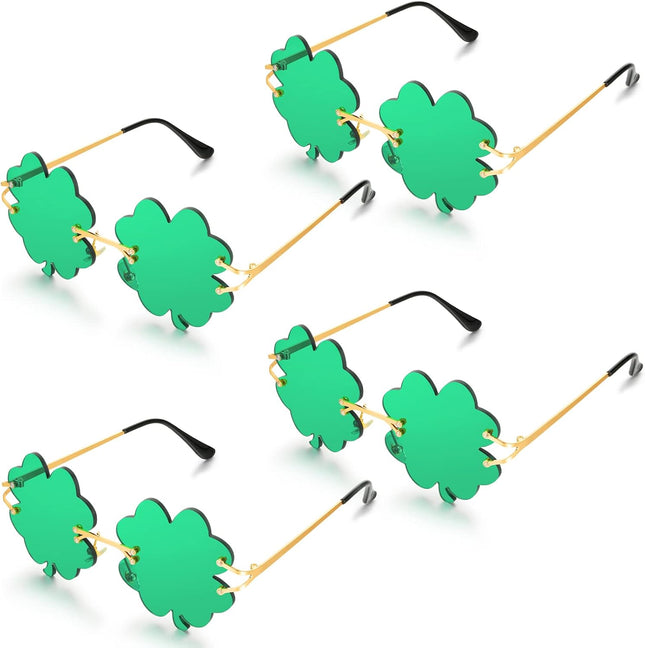 4 Pairs St.Patrick's Day Glasses Accessories Irish Shamrock Sunglasses Decor Party Favors Supplies