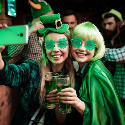 4 Pairs St. Patrick's Day Glasses Accessories Irish Shamrock Sunglasses Decor Party Favors Supplies Leprechaun Costume Green for Women Men -