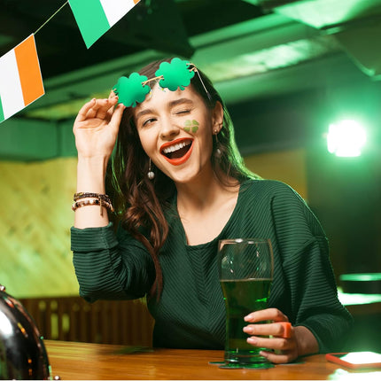 4 Pairs St. Patrick's Day Glasses Accessories Irish Shamrock Sunglasses Decor Party Favors Supplies Leprechaun Costume Green for Women Men -